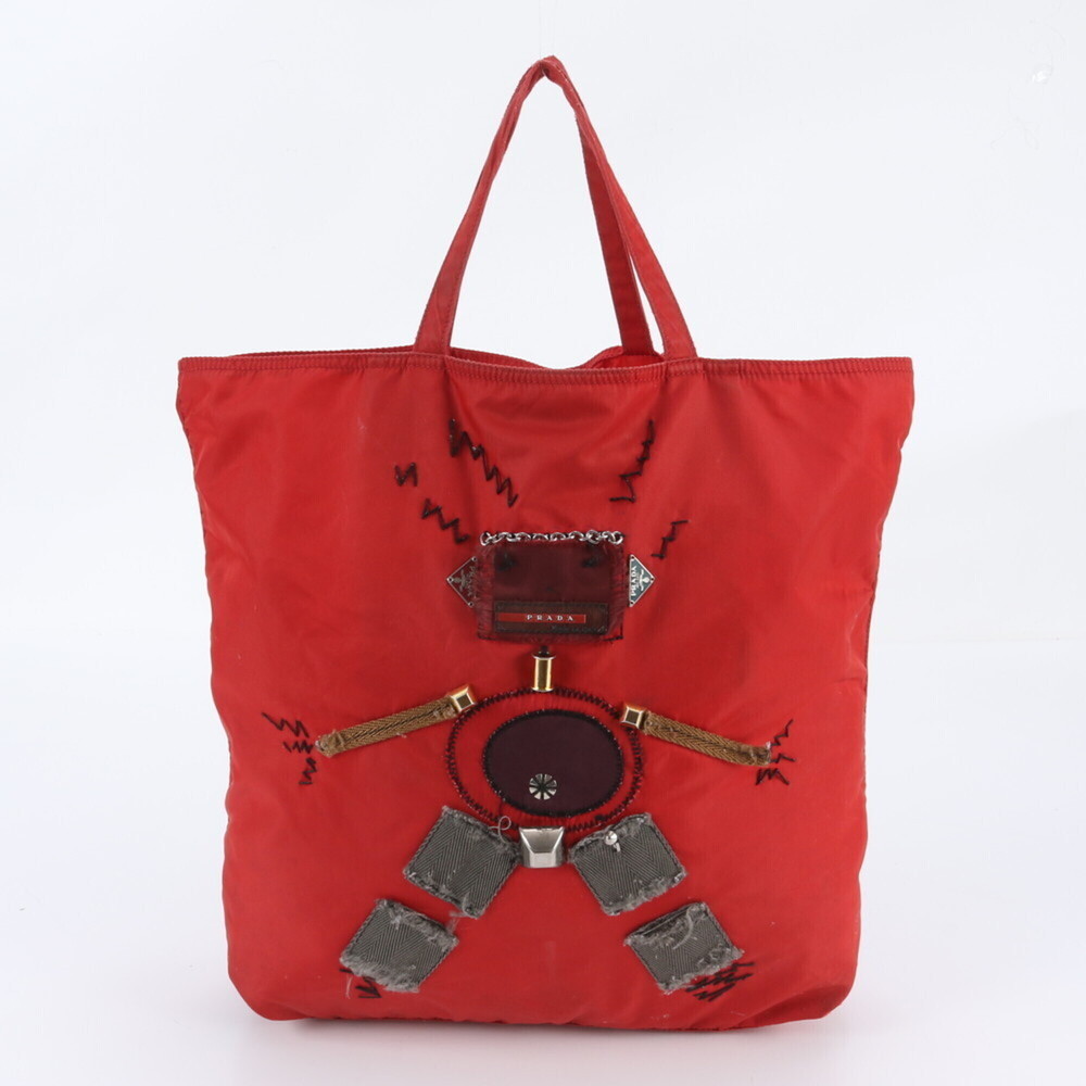 Prada Tessuto Nylon Triangle Logo Robot Tote Bag Shoulder Handbag for Women